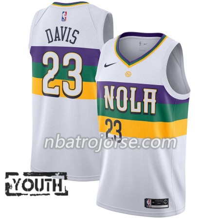 Barn New Orleans Pelicans Tröja Anthony Davis 23 2018-19 Nike City Edition Vit Swingman Barn New Orleans Pelicans Tröja Anthony Davis 23 2018-19 Nike City Edition Vit Swingman
